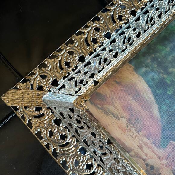 Vintage Underwriter laboratories illuminated frame Light Jesus 3D Filagree Brass - Picture 7 of 13